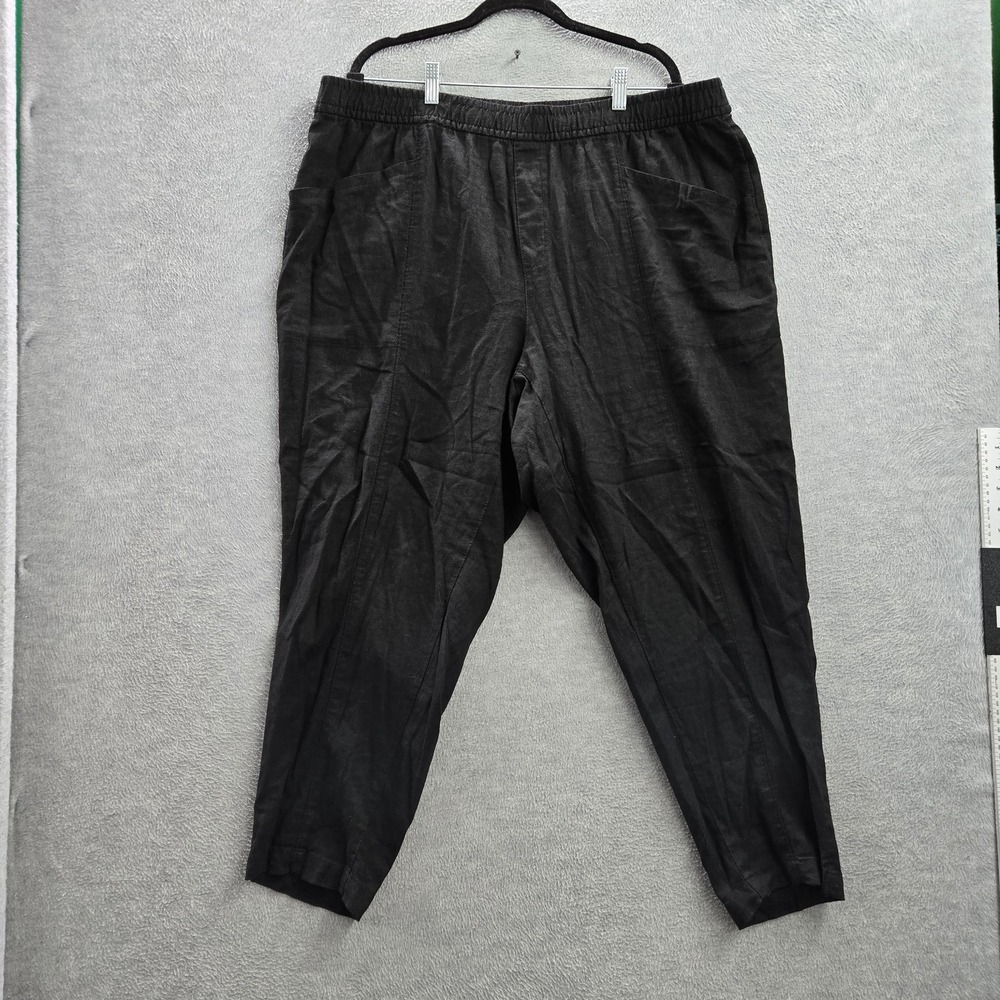 Old Navy Women Pants 2X Black Linen Rayon 27" Inseam